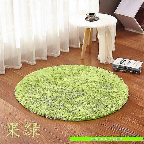 Tapis de bain rond antidérapant et absorbant pour douche et salle de bain à poils longs - 60 cm de diamètre - Vert fruit (1/3)