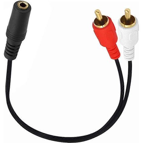 Câble adaptateur audio, prise femelle 3,5 mm vers prise mâle Cinch, noir, longueur 0,2 m (1/4)