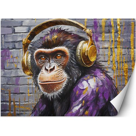 Fototapete Affe im Kopfhörer 250x175 cm (1/5)