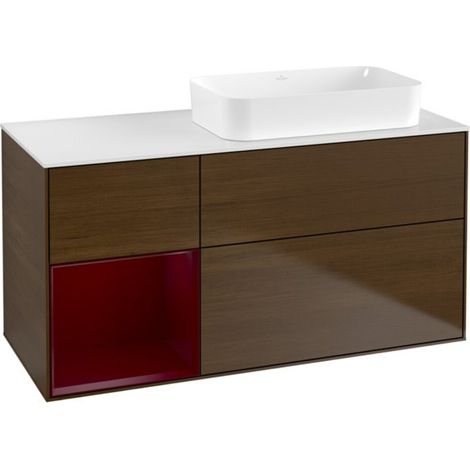 V&B Waschtischunterschrank Wandbeleuchtung Finion 120x60 cm, Reg li Peony, Walnut veneer (1/2)