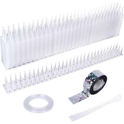 Set di 12 punte anti-piccioni – Anti-uccelli e anti-gatti, con fascia repellente, adatto per giardino e balcone.