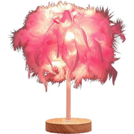 Lampe de Table en plumes, lampe de chevet de luxe, pour chambre à coucher, salon, fête, décoration de mariage, rose