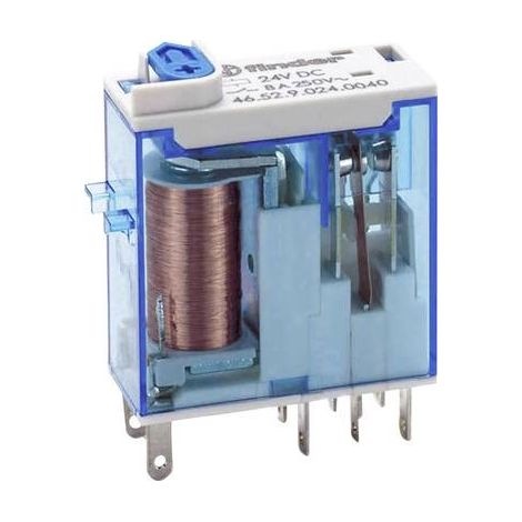 Relé a spina 2RT 8 A 24 Vdc con pulsante per prova manuale e indicatore