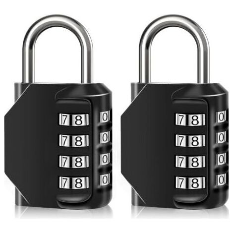 Cadenas à combinaison étanche à 4 chiffres, en alliage de zinc, pour portes, boîtes à outils, écoles, gymnases, clôtures, armoires à crochets et rangements (2PCS) (1/5)