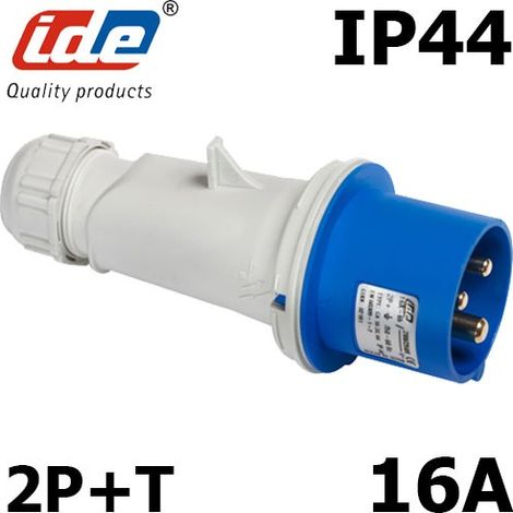 Prise CEE monophasé 16A 2P+T étanche IP44 ou IP67 - Étanche IP67 ou IP44 - IP67 - Fiche mâle 2P+T - 16A - 230V
