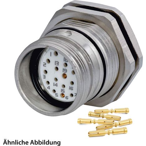 HUMMEL SET inkl. Kontakte M23 Signal Gerätesteckverbinder, Crimpeinsatz gerade Polzahl 11+PE, Buchse mit Gegenmutter Hinterwand - 1 Stück