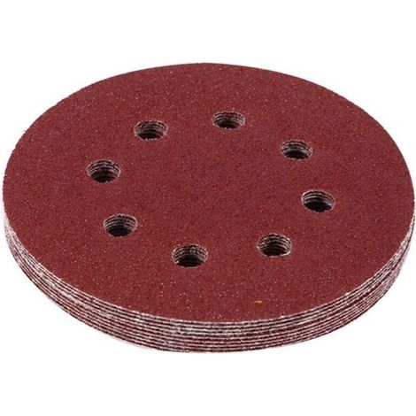 Jeffergarden Disque de polissage 125 mm, papier de verre rouge à 8 trous (60)