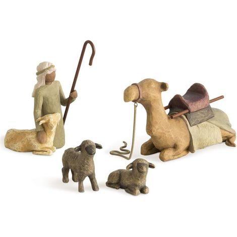 Little Shepherdess, hand-carved and hand-painted Nativity figurines, set of 3 (1/4)