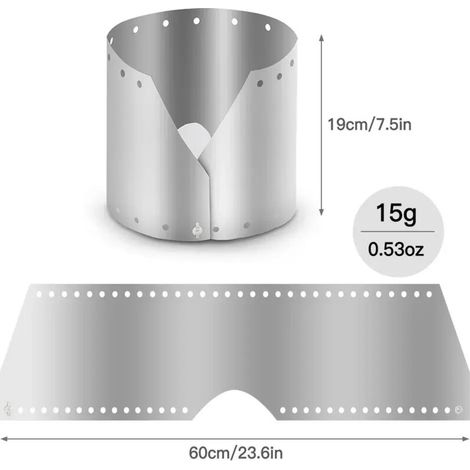 Pare-vent en titane pour réchaud à gaz, pliable, pour réchauds de camping portables de 15/19 cm. (1/5)