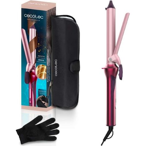 Cecotec Rizador de Pelo con Pinza 25mm SurfCare CurlClip Candy. Revestimiento Cerámica, Queratina y Aceite de Argán