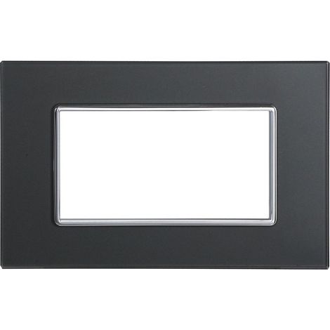 Trade Shop - CRISTAL PLATE 3 4 6 M DUNKLER STAHL GLASEFFEKT KOMPATIBEL MIT BTICINO AXOLUTE -