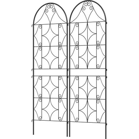 Rankgitter Metall 2er Set zum Stecken rostfrei Rankhilfe für Kletterpflanzen 50x150 cm Garten Spalier für Zimmerpflanzen Pflanzenspalier für Tomaten Gemüse Blumen Kletterpflanzen Schwarz Aosom