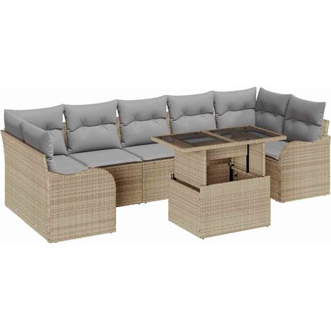 Maison Exclusive - Set Divano da Giardino 8 pcs Beige Rattan in Polipropilene