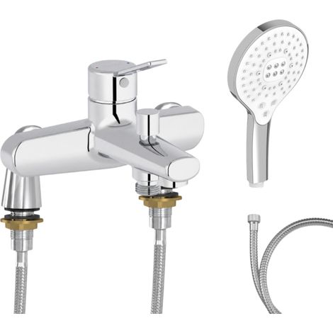 Mitigeur baignoire JACOB DELAFON Eo + pommeau de douche Metro signature + flexible de douche métal + colonnettes Idro'Flex (1/5)