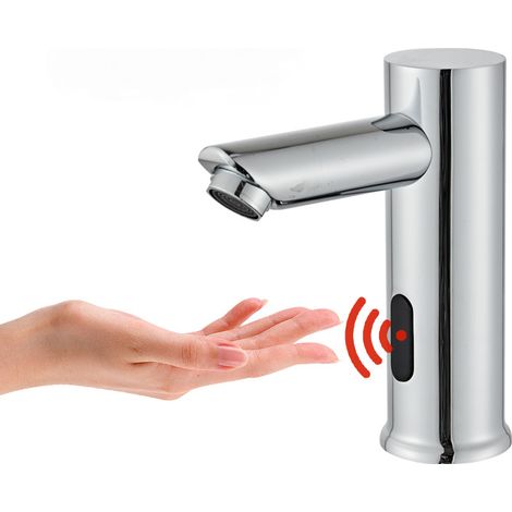 Robinet automatique à capteur infrarouge – Économie d'eau – Installation facile – Laiton épais – Lavabo – Fonctionne sur batterie – Chromé
