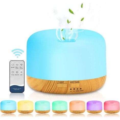 Diffuseur d'Huiles Essentielles 450 ml Ultrasons 7 Lumières LED Minuterie Cadeau Idéal (1/4)