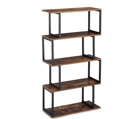 Libreria dritta design industriale ufficio 5 livelli 80 x 30 x 180 cm stile pulito in legno nero 130008531