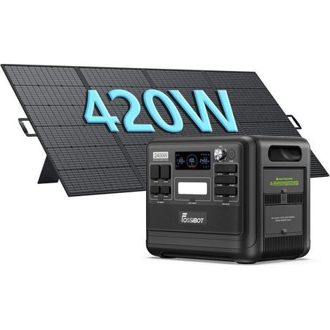 Tragbare Powerstation - FOSSIBOT - F2400 - 2048Wh - 2400W - LiFePO4 mit 420W Solarpanel