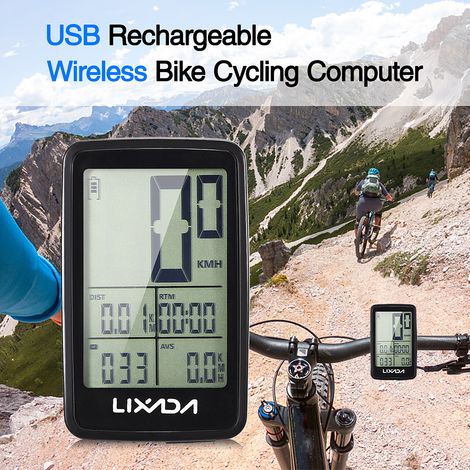 Compteur de vitesse de vélo sans fil Rechargeable par USB, ordinateur de vélo, odomètre avec support de montage (1/5)
