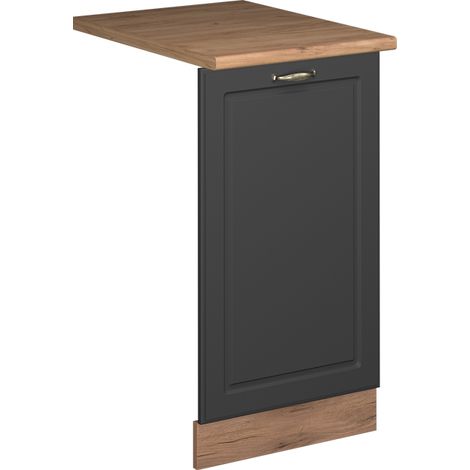 Panel frontal del lavavajillas Fame-Line, Antracita-Oro Landhaus, 45 cm , ET Roble, Vicco
