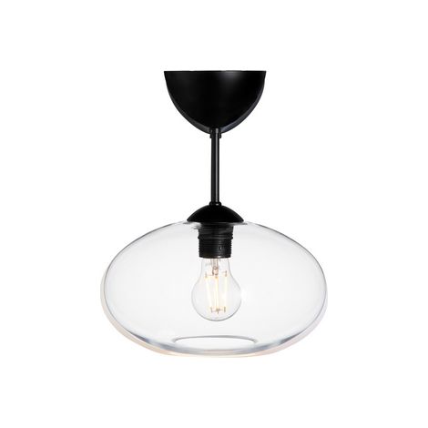 Bullo Plafonnier Globe Semi-Encastré Noir Plat, Verre Clair 1x E27