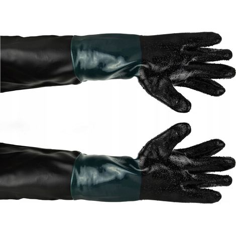 Guantes protectores largos de goma GEKO G02028 para chorro de arena (1/3)