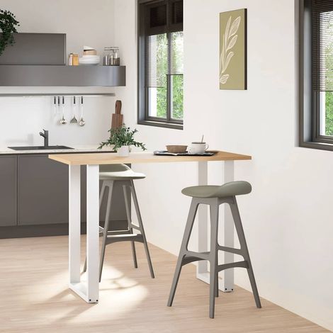 Pieds de table de bar en U, 2 pièces, blanc, 60 x (100-101) cm, acier