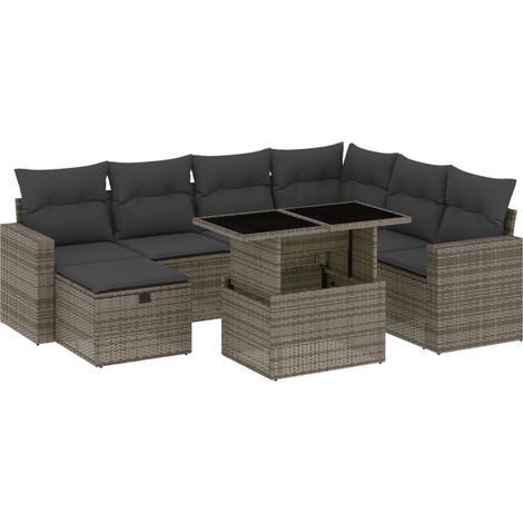 Set Divano da Giardino 8 pz con Cuscini Grigio in Polyrattan vidaXL (1/5)