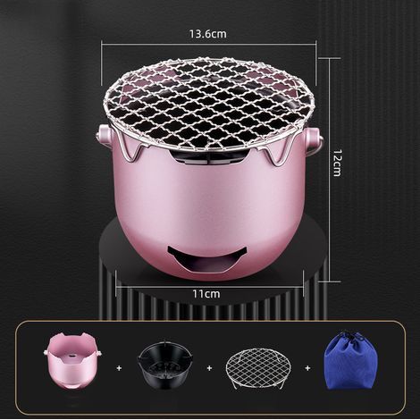 Mini-barbecue portable en acier inoxydable pour 1 à 2 personnes - idéal camping et pique-niques - violet (1/5)