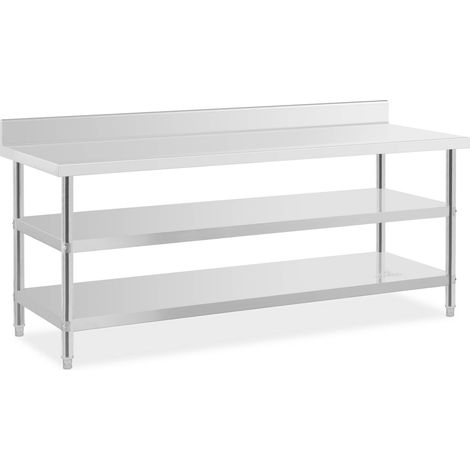 Table de travail - Royal Catering - Acier inoxydable - Capacité : 235kg - 200 x 70 x 16.5 cm (1/5)