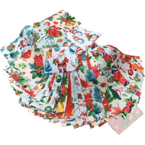 Lot de 40 rouleaux de tissu en coton de Noël prédécoupés Bandes de vacances en gelée pour autocollants, livres, travaux d'aiguille, panneaux, fournitures de fête d'hiver, projets créatifs (1/5)