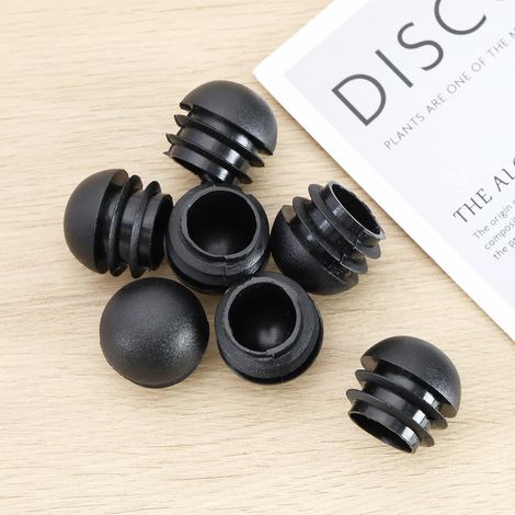 9 protège-pieds de siège, plastique, 2,5 x 2,3 cm, noir, pour tubes ronds de 25 mm, usage intérieur/extérieur (1/2)