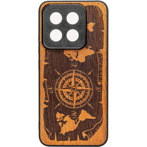 Bewood Holzhülle für Xiaomi 14T WIND ROSE MERBAU (1/2)