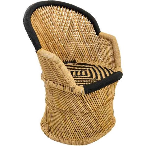 Sillón de bambú con brazos marrón 63x46x89