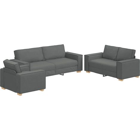 Canapé  Sofa 3 pcs Gris foncé 220 x 80 x 84 cm Tissu en lin mélangé (1/5)