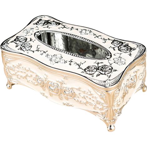 Elegante estuche para pañuelos de inspiración europea - blanco plateado