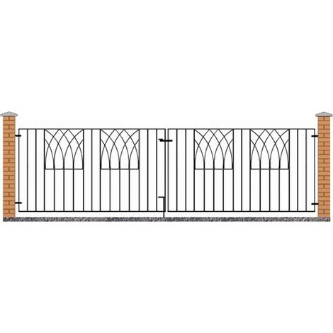 Abbey Modern Double Driveway Gate - Solid Steel - Fits Gap of 3095 mm x 812 mm High - Electro Galvanised/Black Powder Coated
