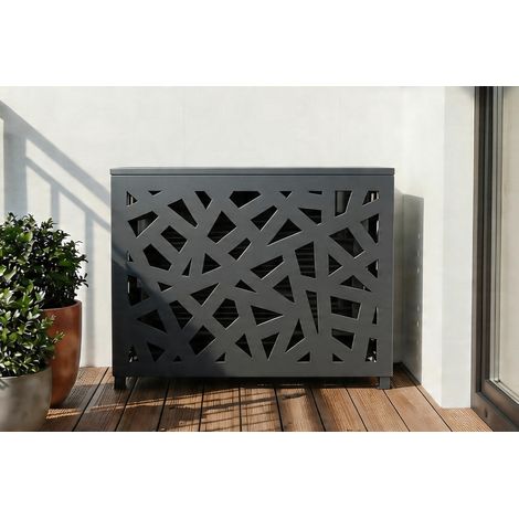 Cache clim & pompe à chaleur ANETO RUIVO aluminium gris - taille S (1/5)
