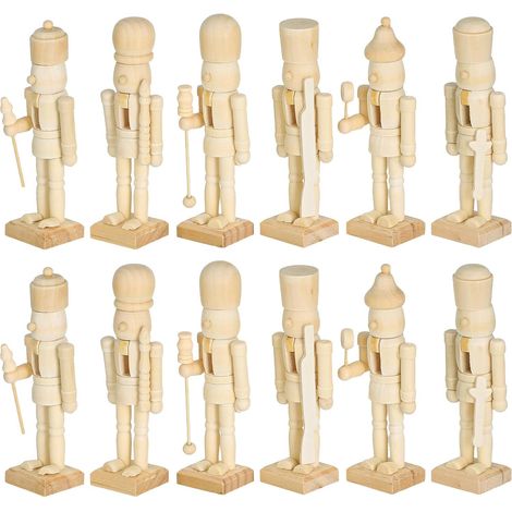 1 Jeu Marionnette De Noël Décor De Noix De Noël Casse-Noisette Vierge Bricolage Lumières LED Personnalises Casse Noix Décor De Noël Mini Casse-Noix en Bois 12 Pièces (1/5)