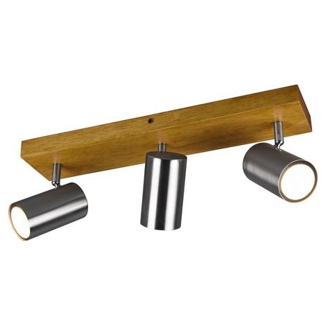 Spot de plafond moderne argenté et bois clair 3xGU10 réglable VANTOS (1/2)