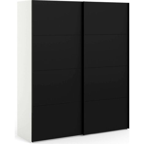 Dmora - Armario 2 puertas Christa, Muebles de dormitorio, Vestidor, Armario de ropa, 182x62 h220 cm, Negro y Blanco