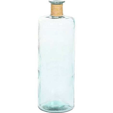 Vase décoratif transparent en cristal recyclé style urban - Transparent avec détail naturel beige (1/4)