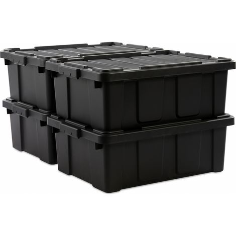 Iris Ohyama 4 Cajas de OrganizaciÃ³n de Alta Resistencia, 43L, Rojo, Grande, Duradero, Apilable, para Garaje, Estantes, Mudanza, PlÃ¡stico, Utilidad, Herramientas, DDSKT-430 (1/5)