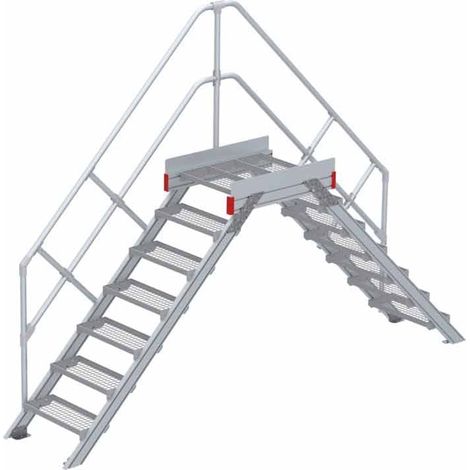 Euroline 512 Überstieg 45° 600mm Stufenbreite 2x7 Stufen Stahl Gitterrost