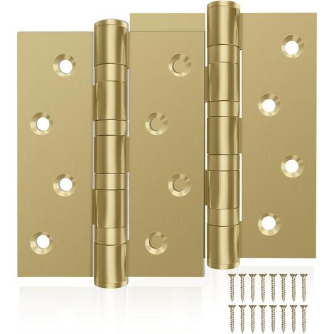 1 par de bisagras de acero inoxidable para puertas de madera - Con rodamientos de bolas - Acero inoxidable chapado en oro - Para puertas de entrada, puertas de dormitorio - Dorado (1/5)