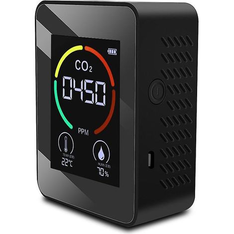 Tragbarer CO2-Luftqualitätsanalysator, 3-in-1-Detektor für Kohlendioxid, Temperatur, Luftfeuchtigkeit und VOCs
