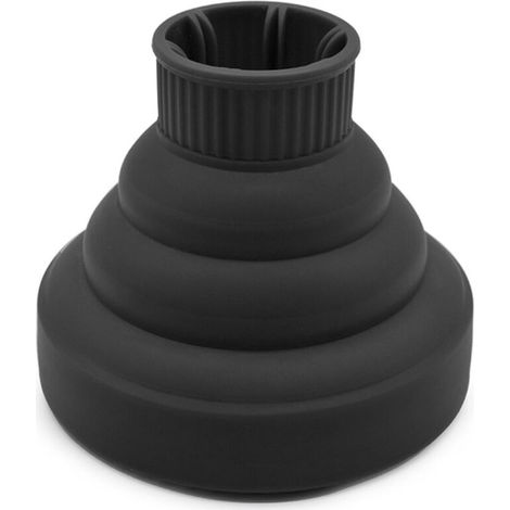 Diffuseur de Voyage Pliable pour Sèche-Cheveux en Silicone Noir, Accessoire Portable Compact