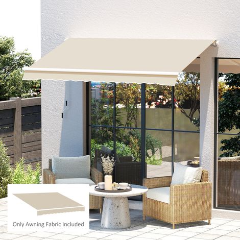 Tela de repuesto para toldo con faldón, ondas suaves, poliéster de alta densidad 280 g/m², resistente a los rayos UV, 2,82 x 2,4 m, color crema.