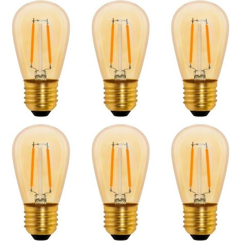 S14 Vintage LED-Glühbirne E27, 1 W, bernsteinfarbener Edison-Ersatz für 10 W Glühlampe, nicht dimmbar, Warmweiß 2200 K, AC 220 V, 6er-Pack (1/4)