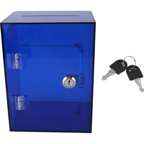 Tirelire en acrylique transparent pour adultes et enfants, grand pot d'économie d'argent robuste, pièce de monnaie avec 2 clés, bleu (1/5)